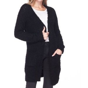 🆕 Love Tree Black FUZZY POPCORN CARDIGAN